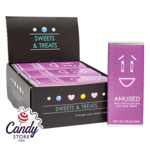 Amused Face Milk Chocolate Bars with Rice Crisps - 24ct