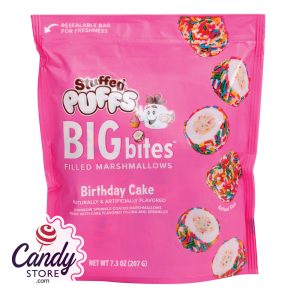 Birthday Cake Marshmallows Stuffed Puffs Big Bites - 8ct Pouches