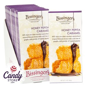 Bissinger's Dark Chocolate Honey Pepita Caramel 3oz Bar - 12ct