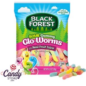 Black Forest Sour Gummy Glo-Worms - 12ct