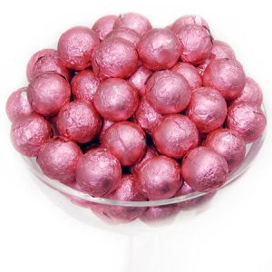 Bright Pink Foil Chocolate Balls - 10lb