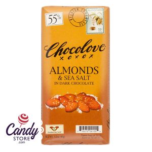 Chocolove Xoxo Almond & Sea Salt Dark Chocolate Bars - 12ct