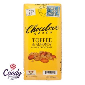 Chocolove Xoxo Toffee & Almond Milk Chocolate Bars - 12ct
