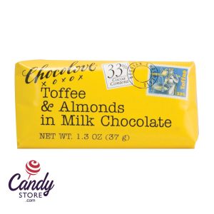 Chocolove Xoxo Toffee & Almond Milk Chocolate Mini Bars - 12ct