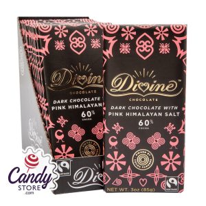 Divine 68% Dark Chocolate With Pink Himalayan Salt 3oz Bar - 12ct