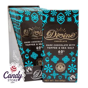 Divine 68% Dark Chocolate With Sea Salt & Toffee 3oz Bar - 12ct