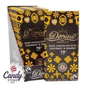 Divine 70% Dark Chocolate With Mango & Coconut 3oz Bar - 12ct