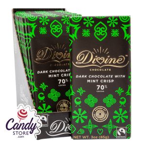 Divine 70% Dark Chocolate With Mint Crisp 3oz Bar - 12ct