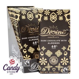 Divine Dark Chocolate With Almonds 3oz Bar - 12ct