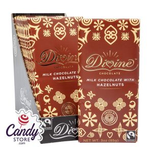 Divine Milk Chocolate With Chopped Hazelnuts 3oz Bar - 12ct