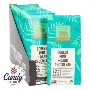 Endangered Species Dark Chocolate With Forest Mint 3oz Bar - 12ct
