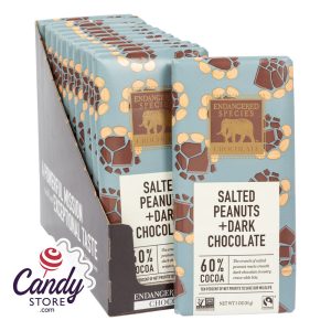 Endangered Species Dark Chocolate With Salted Peanuts 3oz Bar - 12ct