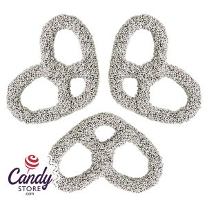 Giambri's White Nonpareil Dark Chocolate Covered Pretzel - 3lb