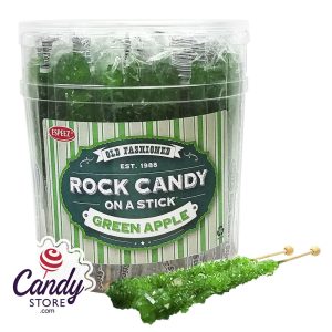 Green Apple Rock Candy Crystal Sticks - 36ct Jar