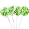 Green & White Squiggly Pops Lollipops - 48ct