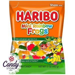 Haribo Rainbow Mini Frogs Gummi Candy 5oz Bag - 12ct