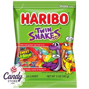 Haribo Twin Snakes Gummi Candy 5oz Bag - 12ct