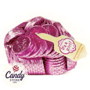 It's a Girl Pink Chocolate Coins Fort Knox 1.5-inch - 1lb