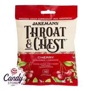 Jakemans Throat & Chest Cherry Cough Drops 30 Pc 4oz Peg Bag - 12ct