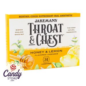 Jakemans Throat & Chest Honey Lemon Cough Drops 24 Pc 3oz Box - 6ct