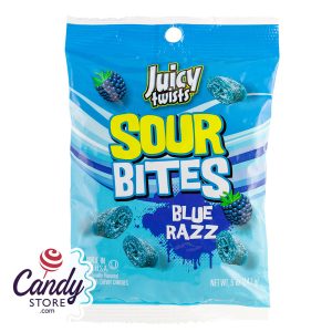Kenny's Juicy Twists Sour Bites Blue Razz 5oz Peg Bag - 12ct