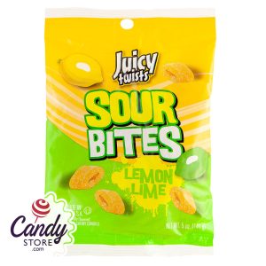 Kenny's Juicy Twists Sour Bites Lemon Lime 5oz Peg Bag - 12ct