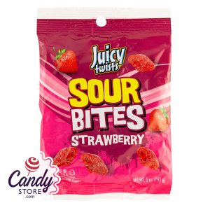 Kenny's Juicy Twists Sour Bites Strawberry 5oz Peg Bag - 12ct