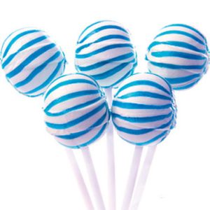 Large Blue Striped Ball Lollipops - 100ct
