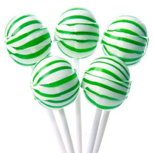 Large Green Striped Ball Lollipops - 100ct