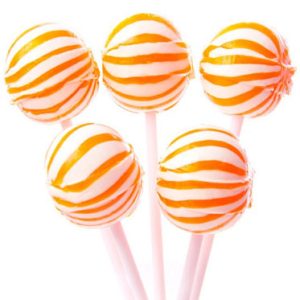 Large Orange Striped Ball Lollipops - 100ct