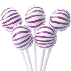 Large Purple Striped Ball Lollipops - 100ct