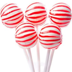 Large Red Striped Ball Lollipops - 100ct