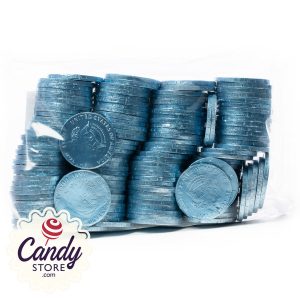 Light Blue Chocolate Coins - 1.5lb Bulk