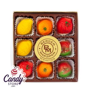 Marzipan Fruit Candy 9-Piece Gold Boxes - 24ct
