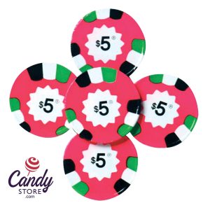 Milk Chocolate Pink Poker Chips $5 - 10lb