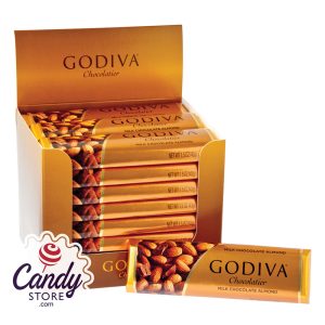 Milk Godiva Chocolate With Almonds 1.5oz Bar - 24ct