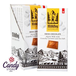 Milkboy Swiss Alpine Milk Chocolate With Crunchy Caramel And Sea Salt 3.5oz Bar - 10ct