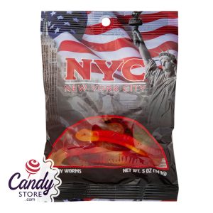 NYC Souvenir American Flag 5oz Digibag With Gummy Worm - 24ct