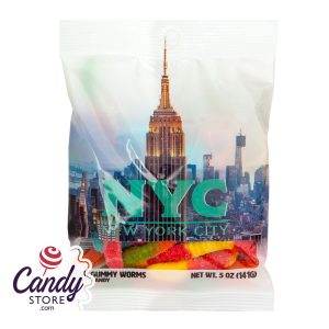 NYC Souvenir Empire State Lit 5oz Digibag With Sour Worms - 24ct