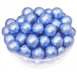 Pastel Blue Foil Chocolate Balls - 10lb