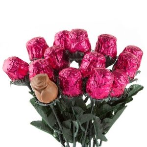Pink Milk Chocolate Foil Rose - 48ct