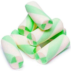 Puffy Poles Green & White Jumbo Marshmallow Twists - 2.2lb