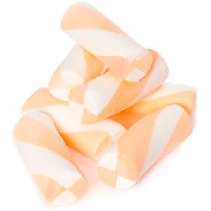 Puffy Poles Orange & White Jumbo Marshmallow Twists - 2.2lb