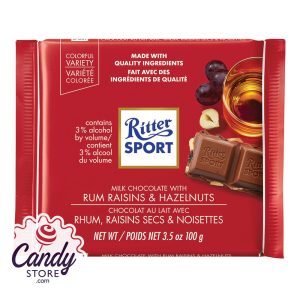 Ritter Sport Rum Raisins & Hazelnuts Milk Chocolate Bars - 12ct