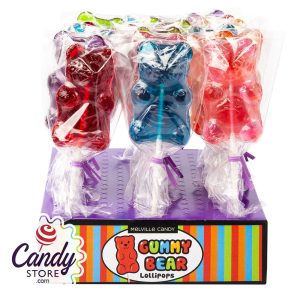 Sugar Bear Gummy Bear Shaped 1oz Lollipop - 24ct