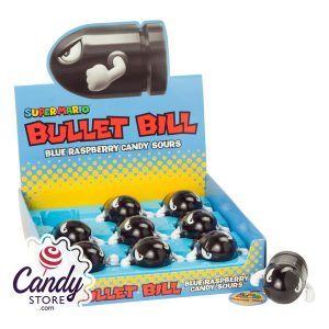 Super Mario Bullet Bill Blue Raz Candy Sours - 9ct Tins