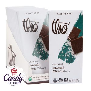 Theo 70% Dark Chocolate Sea Salt Bars - 12ct