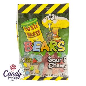 Toxic Waste Sour And Chewy Gummy Bears 5oz Peg Bag - 12ct