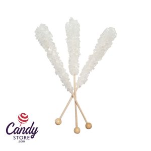Unwrapped White Rock Candy 6 1/2 Inch Stick Dryden & Palmer - 120ct