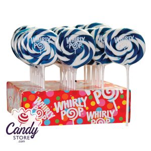 Navy & White Whirly Pops Raspberry Lollipops - 24ct